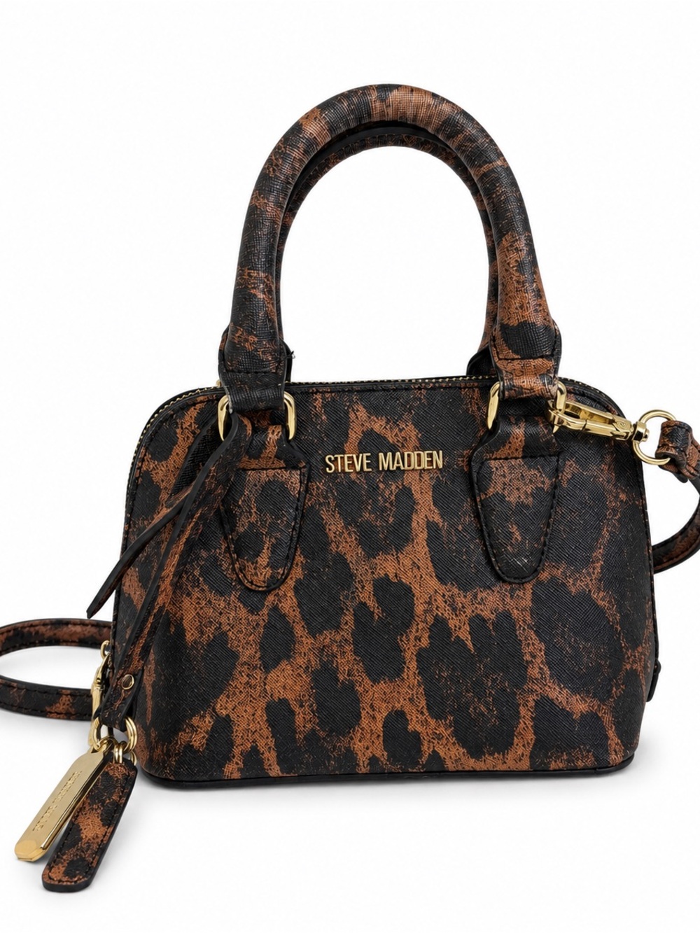 Steve Madden Leopard Print Mini Satchel in Brown and Black